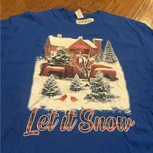 Fruit of the Loom Blue 'Let it Snow' Short Sleeve Tee